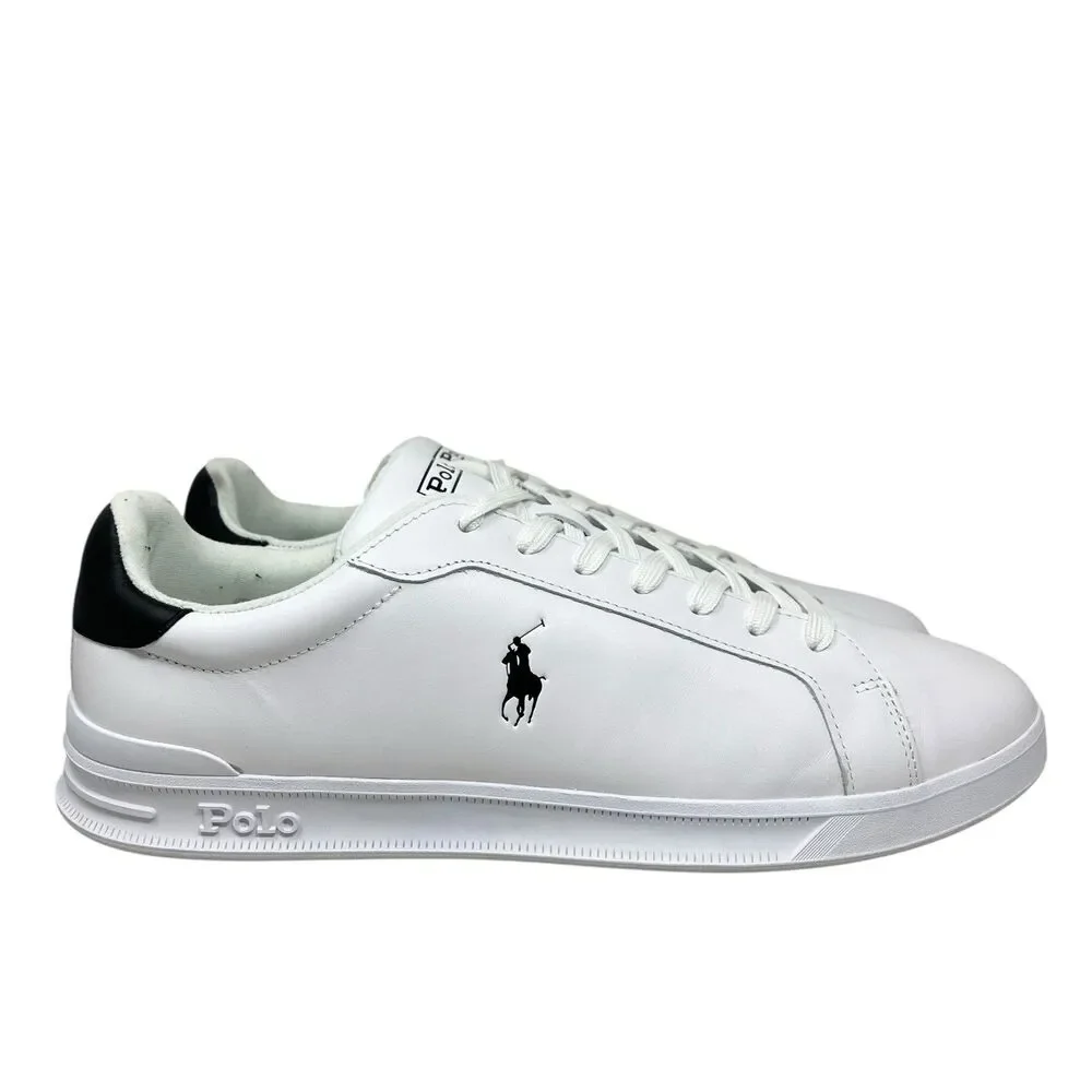 Ralph Lauren Sneakers Mens 13 D White Nappa Leather Heritage Court Black Pony